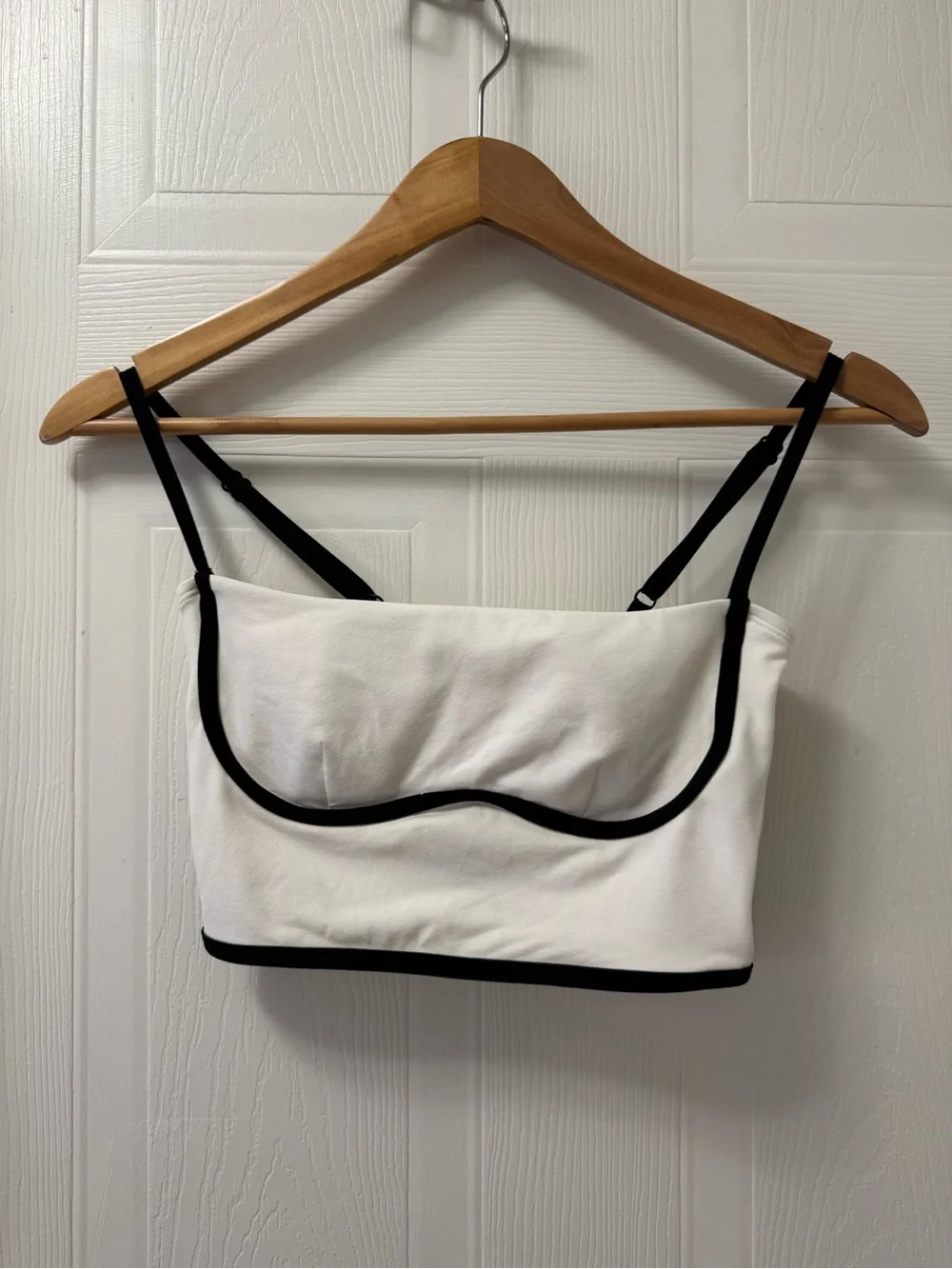 ALO Yoga White Tank with Black Strap Detail